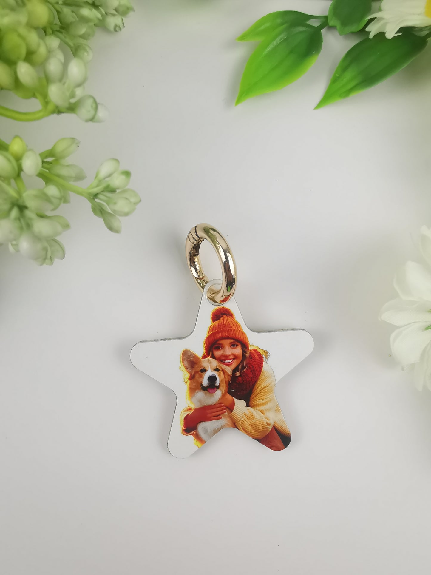 star shape gift with customized printing, glitter acrylic tag