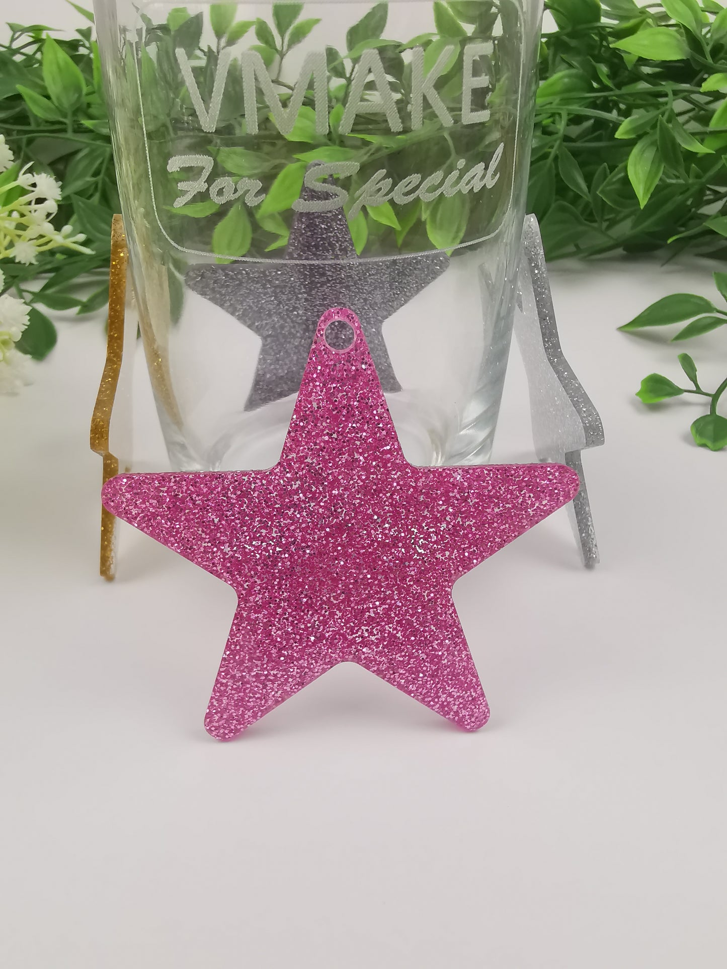 Glitter acrylic star shape, customized bag tag, luggage tag, key tag, name tag and more