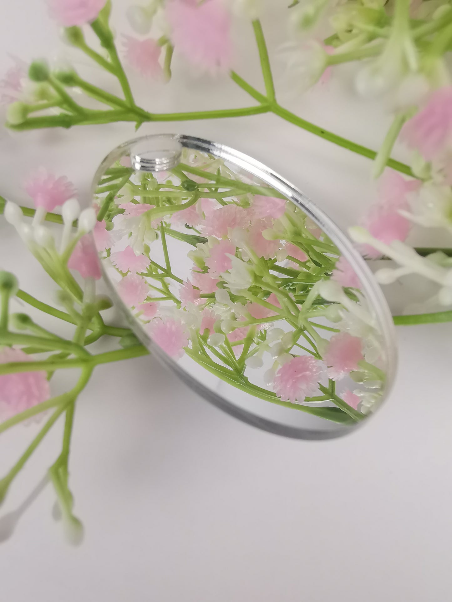 oval shape small size acrylic mirror with customized UV printing, silver, gold, rose gold mirror