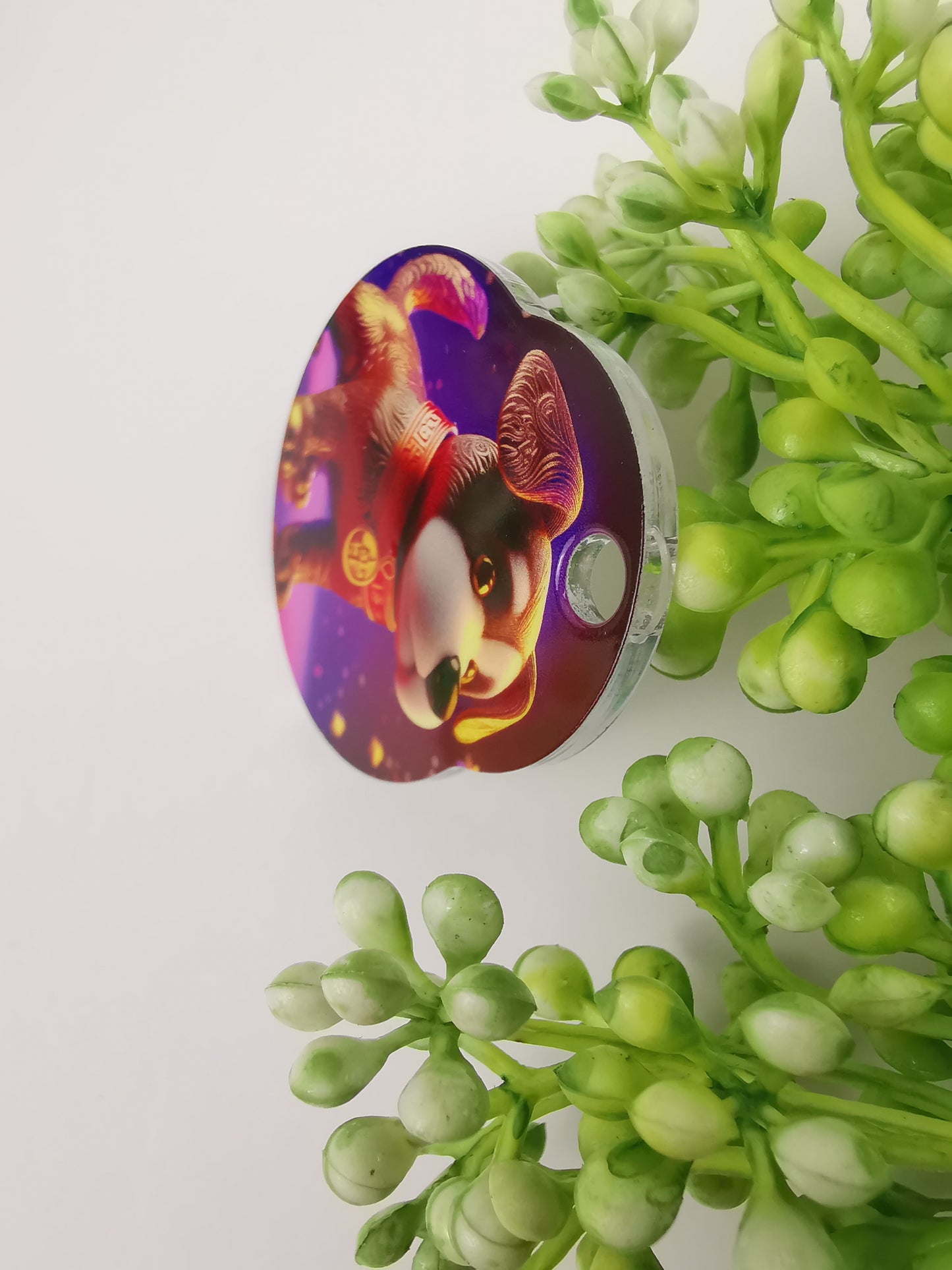 small circle bubble shape mirror with personalized UV printing, acrylic keychain tag gift