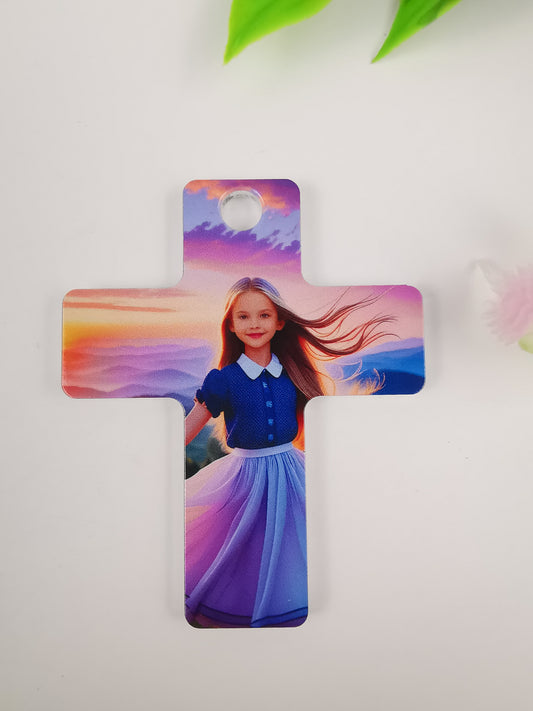 cross with high end UV printing vivid picture acrylic mirror gift