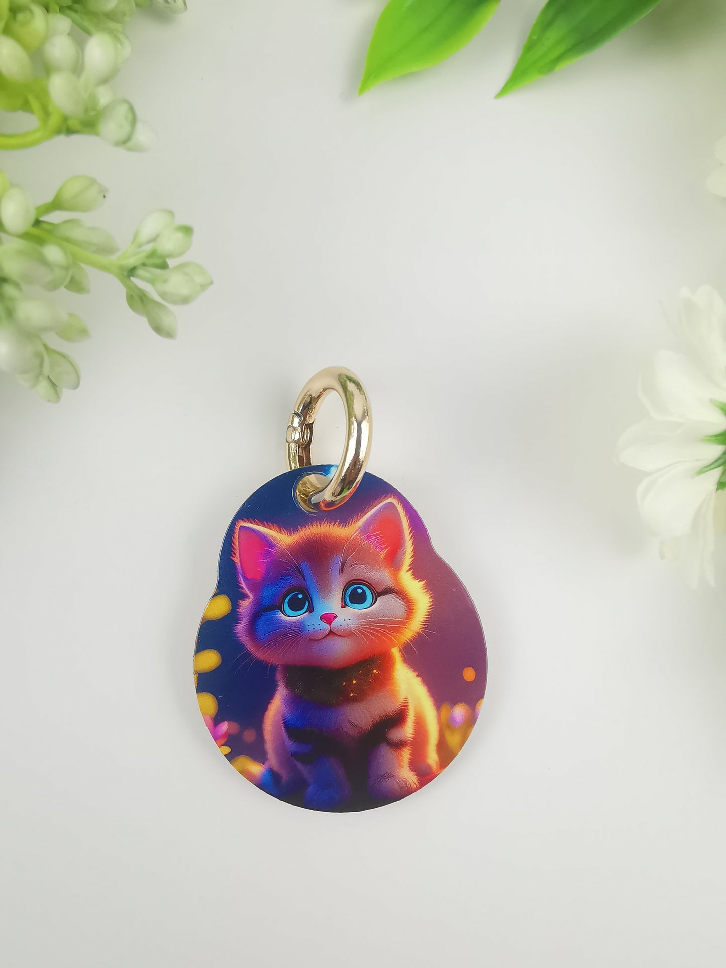 Circle bubble shape with customized printing, Glitter Acrylic keychain gift