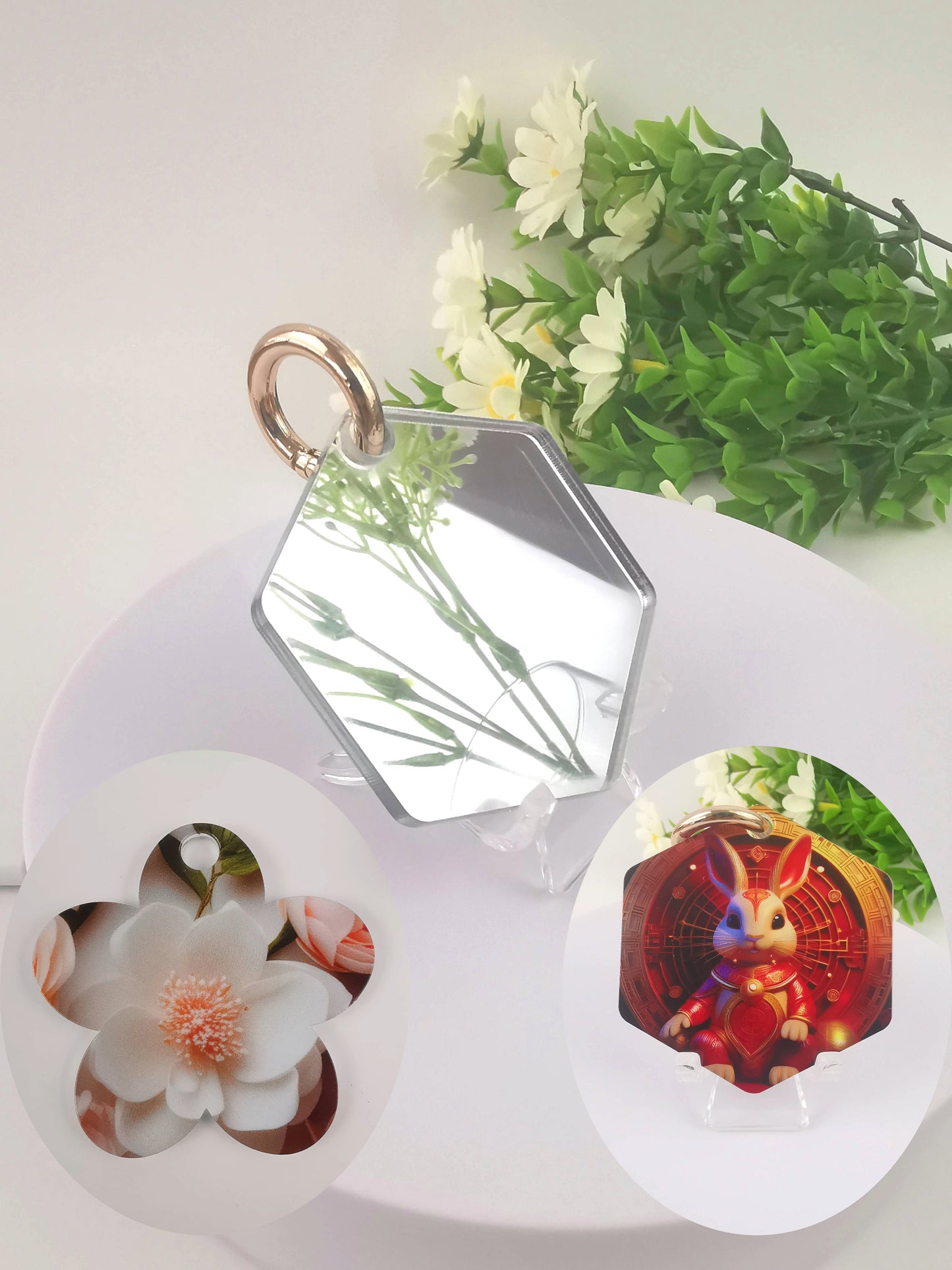 25 shapes of mini-Mirror, 3mm acrylic mirror with custom printing