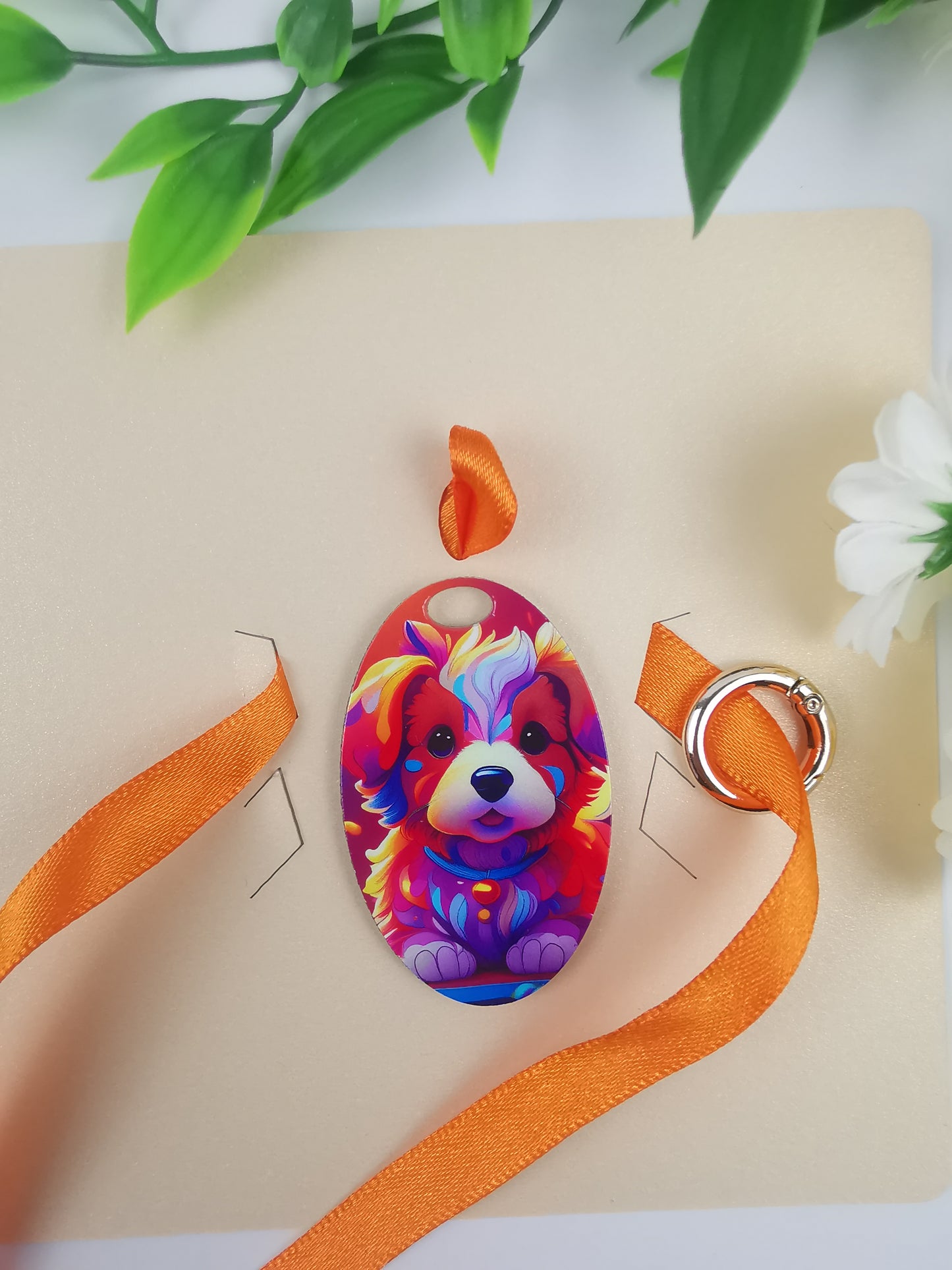 Oval shape gift with customized printing, glitter acrylic tag